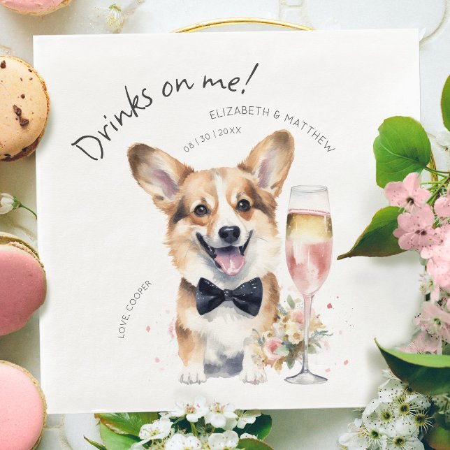 Charming Pembroke Welsh Corgi Waiter Paper Dinner Napkins (Creator Uploaded)