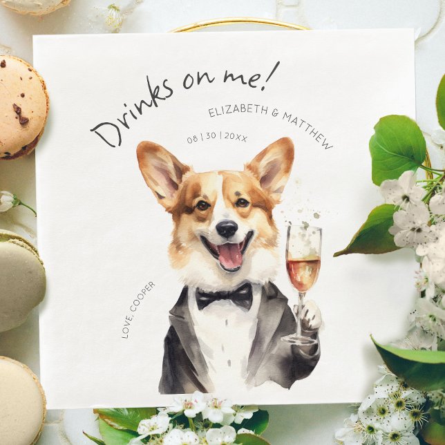 Charming Pembroke Welsh Corgi Waiter Paper Dinner Napkins (Creator Uploaded)