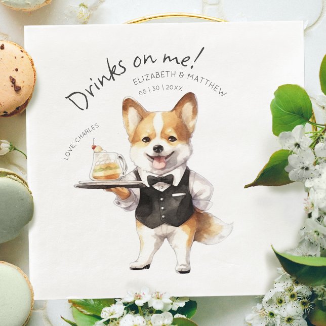 Charming Pembroke Welsh Corgi Waiter Paper Dinner Napkins (Creator Uploaded)