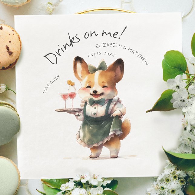 Charming Pembroke Welsh Corgi Waiter Paper Dinner Napkins (Creator Uploaded)