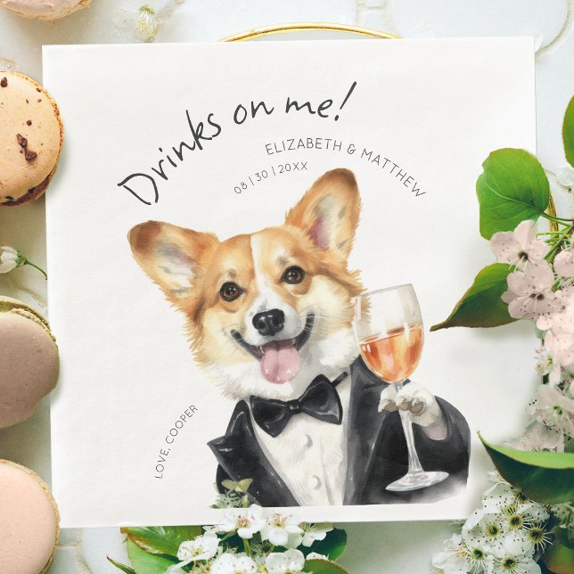 Charming Pembroke Welsh Corgi Waiter Paper Dinner Napkins (Creator Uploaded)
