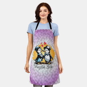 Charming Penguin Couple Apron