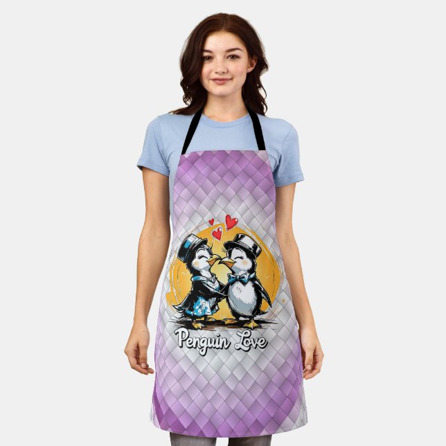 Charming Penguin Couple Apron (Worn)