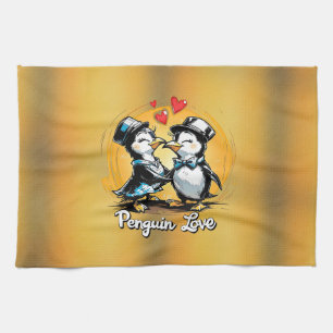 Charming Penguin Couple Kitchen Towel