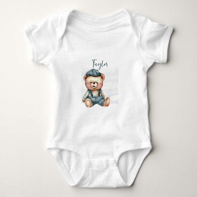 Charming Personalized Bear Baby Bodysuit (Front)