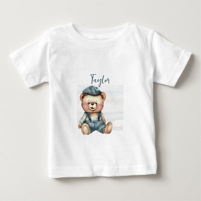 Charming Personalized Bear Baby T-Shirt (Front)