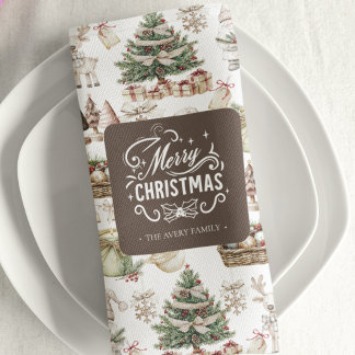Charming Personalized Merry Christmas Cloth Napkin