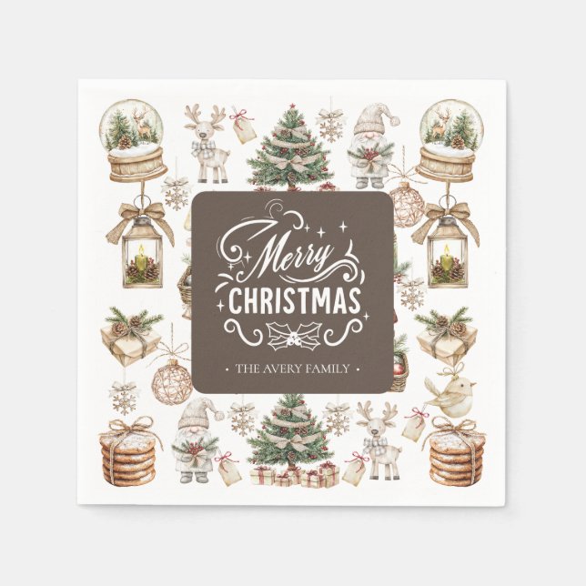 Charming Personalized Merry Christmas Napkins (Front)