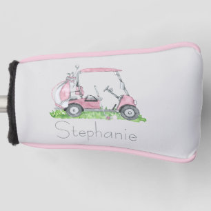 Charming Personalized Pink Golf Cart Golf Head Cover