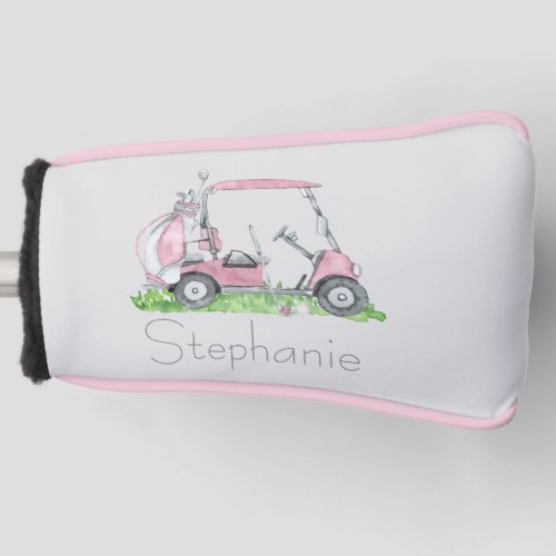 Charming Personalized Pink Golf Cart  Golf Head Cover