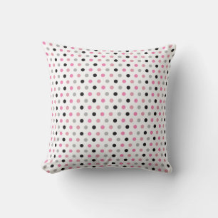 Charming Pink and Gray Polka Dots Throw Pillow