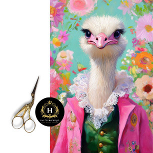 Charming Pink and Green Floral Ostrich Decoupage Tissue Paper