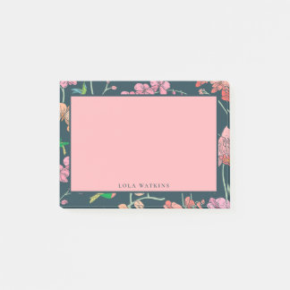 Charming Pink and Peach Floral Pattern Post-it Notes