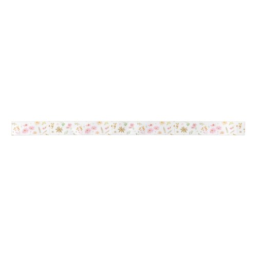 Charming Pink and Yellow Ochre Floral Satin Ribbon