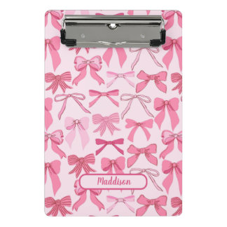 Charming pink bow pattern mini clipboard