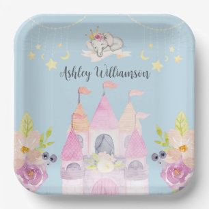 Charming Pink Castle Princess Girl Baby Shower Paper Plates