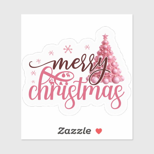 Charming Pink Christmas Sticker (Sheet)