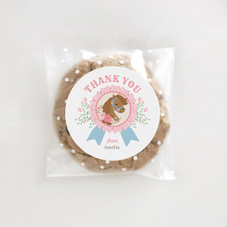 Charming Pink Derby Horse Birthday Classic Round Sticker