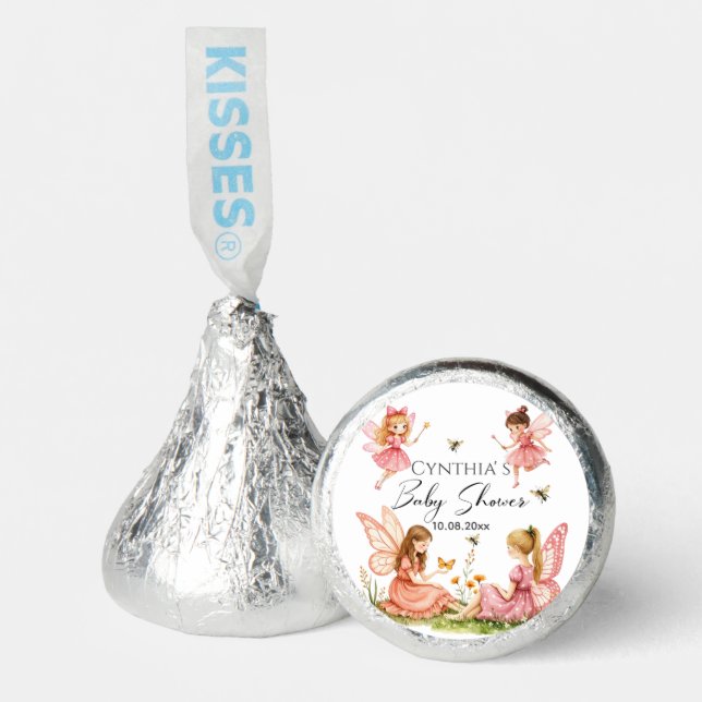Charming Pink Fairies Woodland Baby Shower Hershey®'s Kisses® (Front)