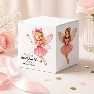 Charming Pink Fairies Woodland Birthday Party Favor Boxes