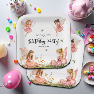 Charming Pink Fairies Woodland Birthday Party Paper Plates