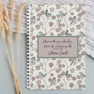 Charming Pink Floral Vintage-Inspired Bird Pattern Planner