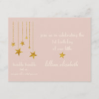 Charming Pink & Gold Twinkle Twinkle Invitation