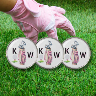 Charming Pink Golf Bag Personalized Monogrammed  Ball Marker