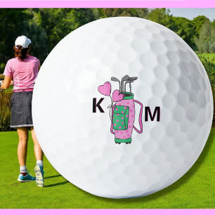 Charming Pink Golf Bag Personalized Monogrammed  Balls