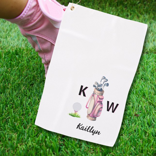 Charming Pink Golf Bag Personalized Monogrammed  Golf Towel (Creator Uploaded)