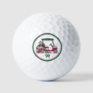 Charming Pink Golf Cart Clubs Monogram Golf Balls