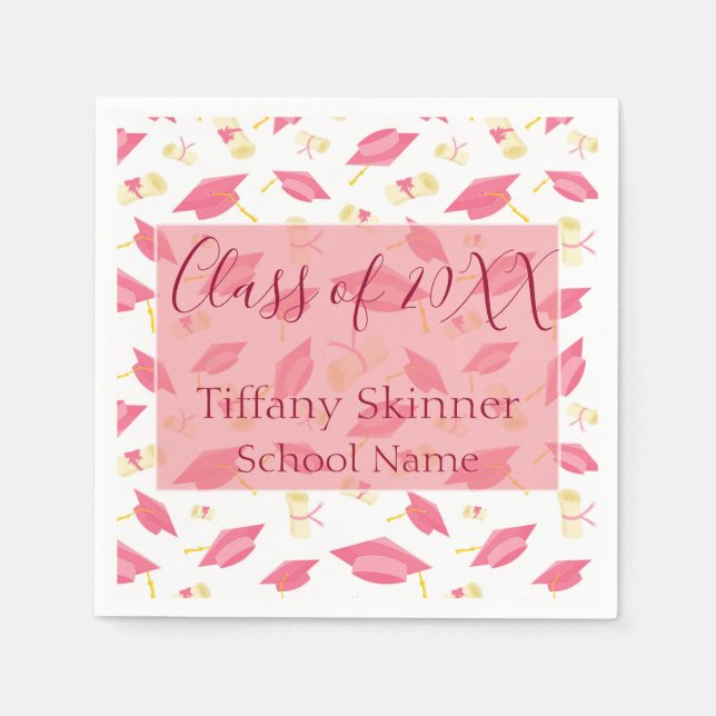 Charming Pink Graduate Napkins (Front)