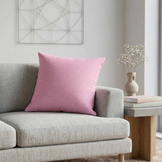 Charming Pink Interconnected Circles Pattern Art Throw Pillow (Creator Uploaded)