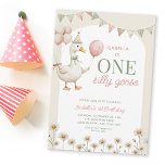 Charming Pink One Silly Goose 1st Birthday Party Invitation<br><div class="desc">This charming "Silly Goose" 1st birthday party invitation is the perfect way to invite family and friends to celebrate your little one's first birthday. The design showcases an adorable watercolor illustration of a playful goose,  paired with a delightful balloon bouquet in soft pink and green hues.</div>