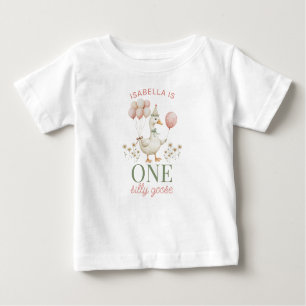 Charming Pink One Silly Goose 1st Birthday T-Shirt
