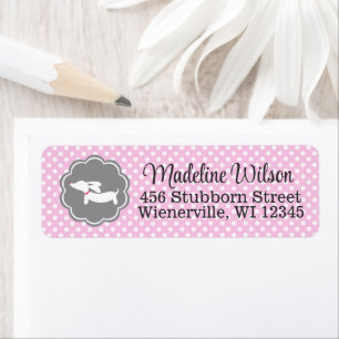 Charming Pink Polka Dot Dachshund Address Labels