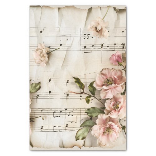 Charming pink roses vintage music sheet ephemera