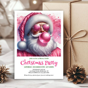 Charming Pink Santa Bubble Gum Funny Christmas Invitation