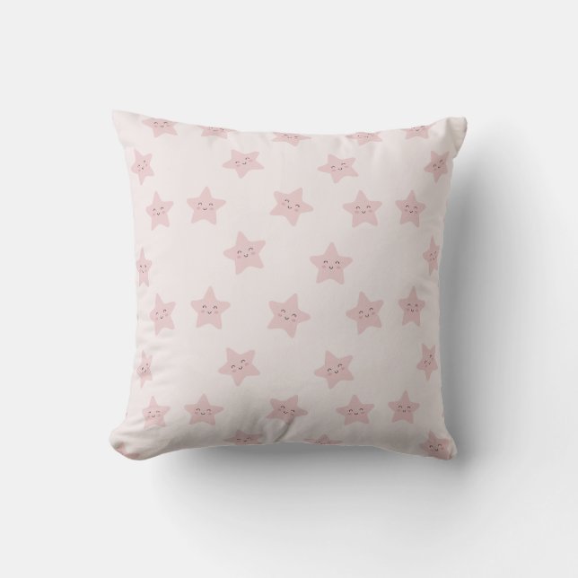 Charming Pink Star Baby Throw Pillow  (Front)