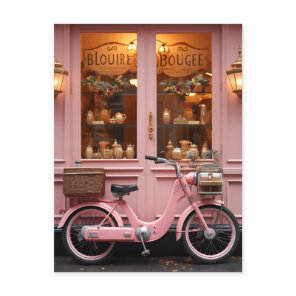 Charming Pink Storefront with Vintage Moped Postcard