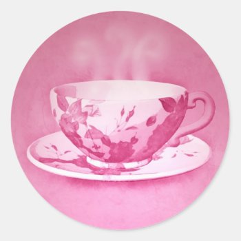Charming Pink Teacup Stickers by youreinvited at Zazzle