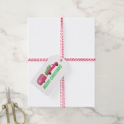 Charming Pink Vintage Truck Trailer RV Christmas Gift Tags