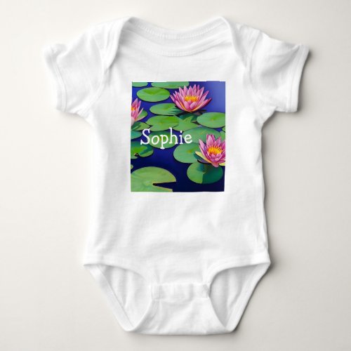 Charming Pink Water Lilies Baby Bodysuit