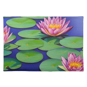 Charming Pink Water Lilies Cloth Placemat