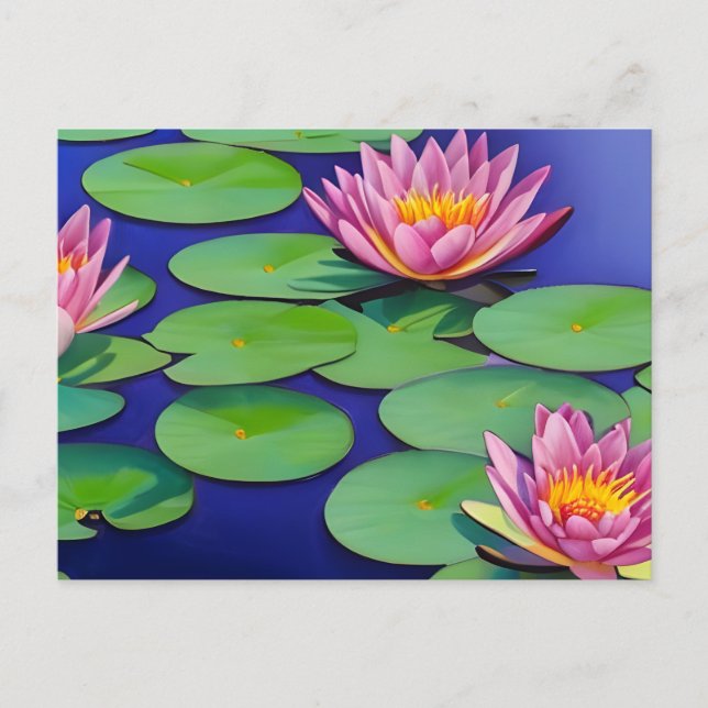 Charming Pink Water Lilies Postcard (Front)
