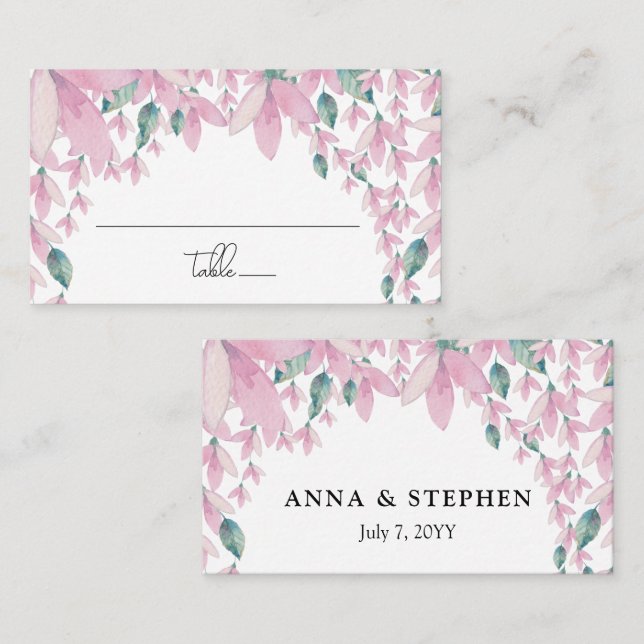 Charming Pink Wisteria Floral  Place Card (Front/Back)