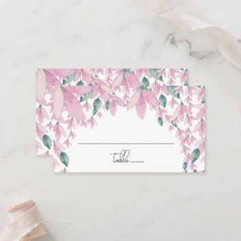 Charming Pink Wisteria Floral  Place Card by SocialiteDesigns at Zazzle