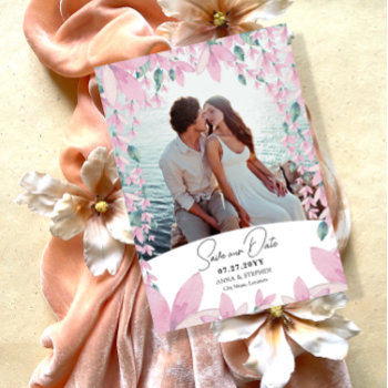 Charming Pink Wisteria Save The Date Invitation by SocialiteDesigns at Zazzle