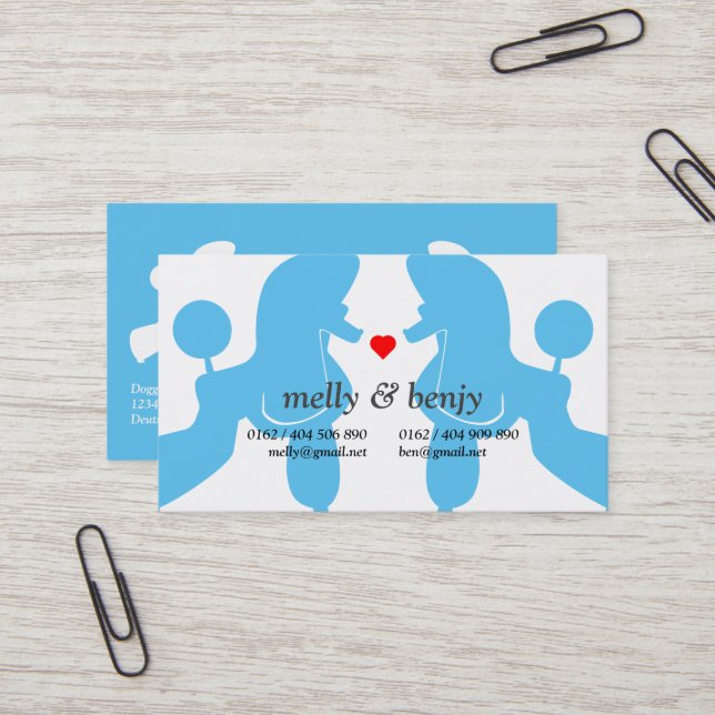 Charming Poodle Couple Cards with Heart –  (Front/Back In Situ)