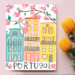 Charming Portugal houses Handmade Artwork Custom Postcard